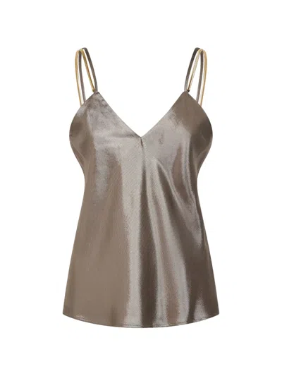 Max Mara Metallic-effect V-neck Tank Top In Brown