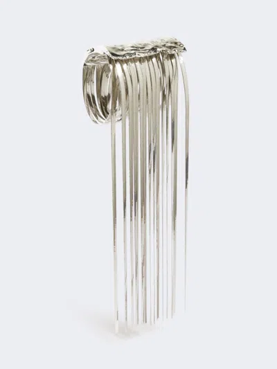 Max Mara Metallic-fringed Bracelet In Silver