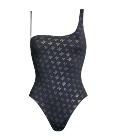 Max Mara Metallicstretch Swimsuit In Black