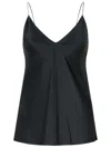 Max Mara Silk V-neck Sleeveless Top With Spaghetti Straps In Black