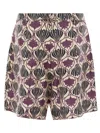 Max Mara Floral Silk Pleated Shorts And Belt In Multi