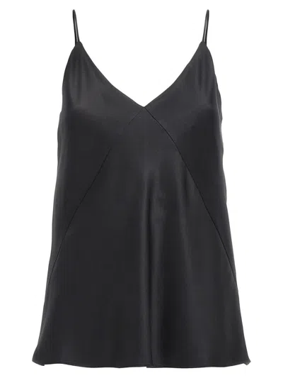 Max Mara Silk Top Relaxed Fit Satin Finish In Gray