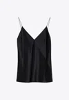 Max Mara Silk V-neck Sleeveless Top With Spaghetti Straps In Black
