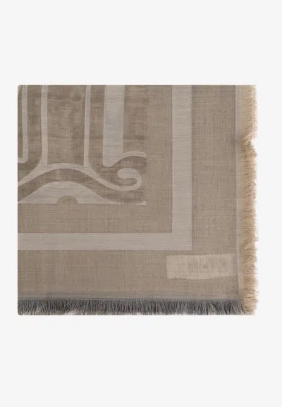 Max Mara Mia Linen Scarf With Geometric-pattern