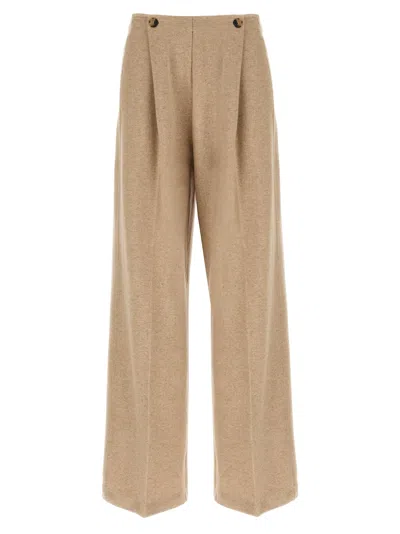 Max Mara Comfortable Trousers With Button And Pockets In Neutral