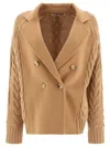 Max Mara "micio" Cardigan With Inserts In Brown