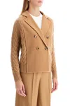 Max Mara Double-breasted Jacket With Textured Knit In Beige