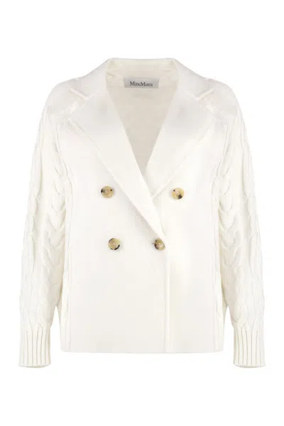 Max Mara Micio Double-breasted Wool Jacket In White