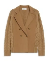 Max Mara Double-breasted Jacket With Textured Knit In Camel
