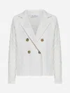Max Mara Micio Double-breasted Cable-knit Wool And Cashmere-blend Jacket In White