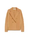 Max Mara Double-breasted Jacket With Textured Knit In Brown