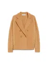 Max Mara Double-breasted Jacket With Textured Knit In Brown