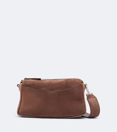 Max Mara Micro Suede Shoulder Bag In Brown