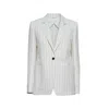 Max Mara Micron Single-breasted Jacket In White Pinstriped Canvas