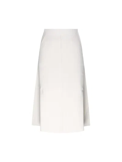 Max Mara Mid-length A-line Knitted Skirt With Subtle Side Slits In White