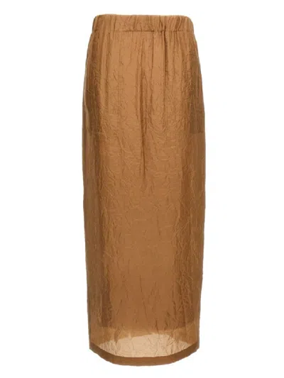 Max Mara Mid-length Crinkled Maxi Skirt With Elastic Waistband