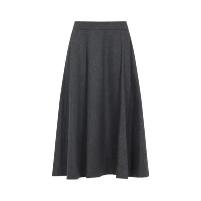 Max Mara Mid-length Grey Wool Blend Skirt In Black