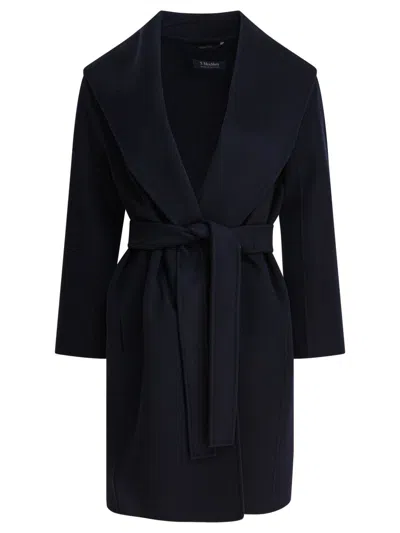 Max Mara Mid-length Wool Coat In Blue