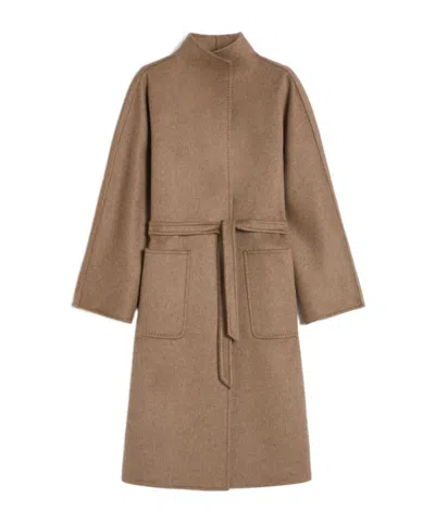 Max Mara Midi Cashmere Cardigan Coat In Brown