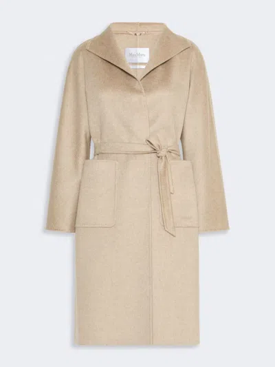 Max Mara Midi Cashmere Cardigan Coat In Sand
