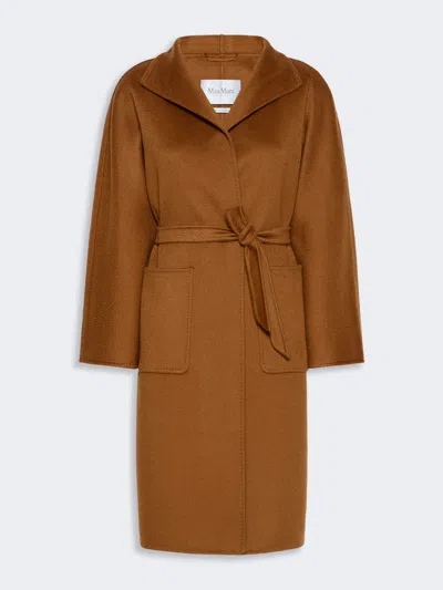 Max Mara Midi Cashmere Cardigan Coat In Brown