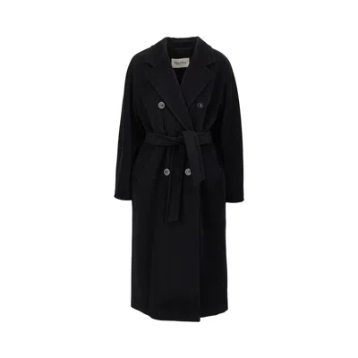 Max Mara Midi Cloth Double-breasted Coat In Black