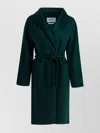 Max Mara Midi Coat With Belted Waist And Pockets In Green