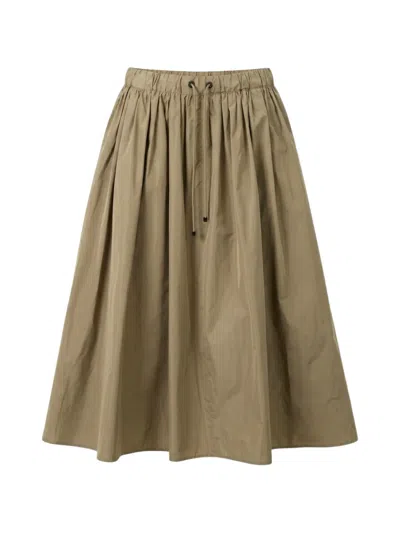 Max Mara Midi Drawstring-waist Pleated Skirt In Brown