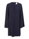 Max Mara Madia Crewneck Long-sleeved Dress In Blue