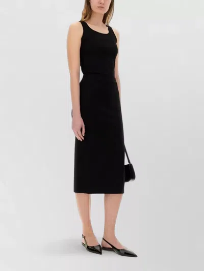 Max Mara Midi Dress Fitted Silhouette Scoop Neckline In Black