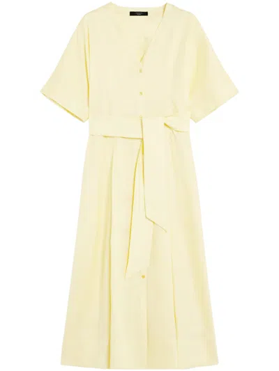 Max Mara Midi Dress With Relaxed Fit In Yellow