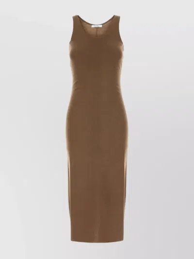 Max Mara Midi Dress With Round Neckline And Back Slit