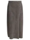 Max Mara Midi Grey Suede Skirt In Gray
