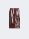 Max Mara Midi Leather Skirt In Burgundy