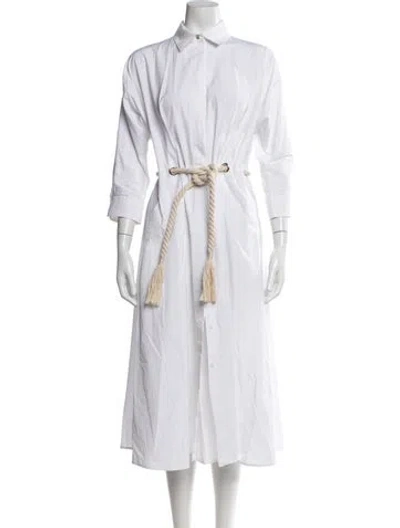 Pre-owned Max Mara Midi Length Dress In White
