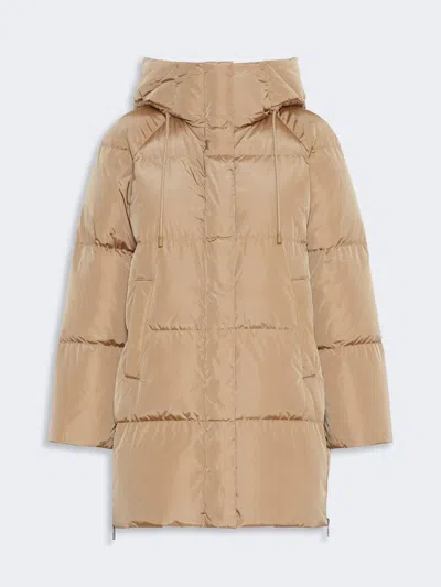 Max Mara Midi Parka In Water-repellent Taffeta In Nude