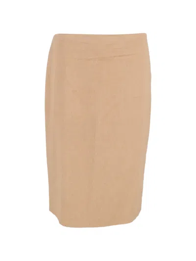 Pre-owned Max Mara Midi Pencil Skirt In Neutral