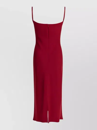Max Mara Midi Sheath Dress Spaghetti Straps Slit In Red