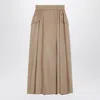 Max Mara Beige Midi Skirt In Camel Drap In Brown