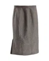Max Mara Midi Skirt In Grey Linen In Grey