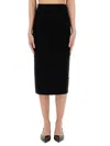Max Mara Silk Maxi Skirt With Ribbed Texture In Black