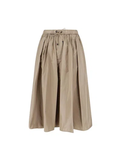 Max Mara Midi Skirt With Drawstring In Green