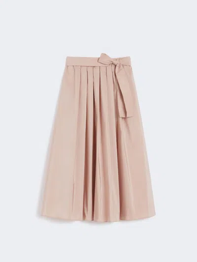 Max Mara Midi Taffeta Skirt In White