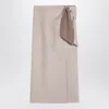 Max Mara Midi Wool And Cashmere Skirt With Asymmetrical Slit In White