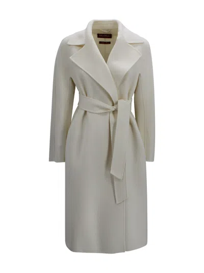 Max Mara Midi Wrap Coat With Matching Belt In Neutral