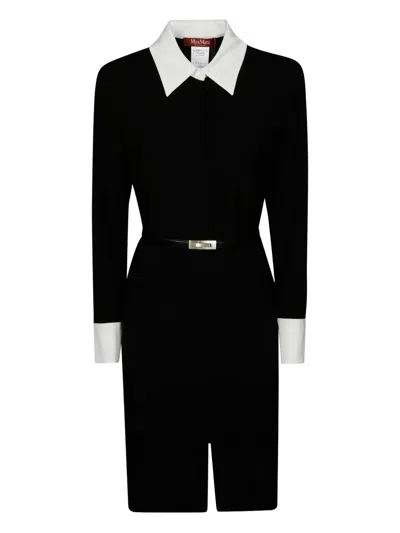 Max Mara Midikleid Mit Kontrastkragen In Black