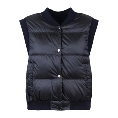 Max Mara Midnight Blue Drip-proof Technical Canvas Crop Vest