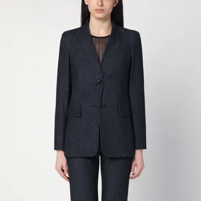 MAX MARA MAX MARA MIDNIGHT BLUE JACKET IN COTTON DENIM EFFECT