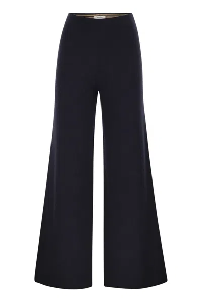 Max Mara Midnight Blue Knit Strillo Wide-leg Pant