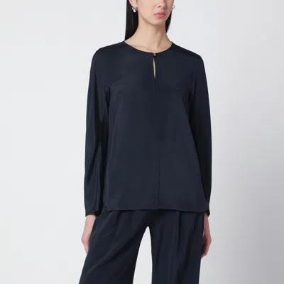 Max Mara Midnight Blue Silk-blend Blouse